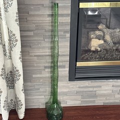 Vintage 44&Prime; Tall MCM Italy Green Glass Chianti Wine Bottle Decanter
