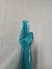 W/Cork! Happy Cat Moselland Green Cat Shaped Glass Wine Bottle 2023 Rheinhessen