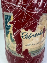 Vintage 1956 Welch’s Refreshment Wine Bottle Drizzled Spaghetti Design Red Glass
