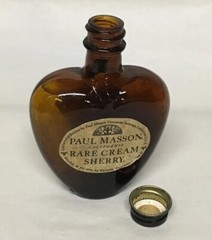 Vintage PAUL MASSON Rare Cream Sherry Liquor Bottle EMPTY MINI 2 oz HEART SHAPE