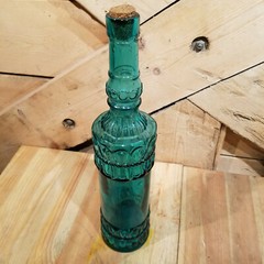 Teal Blue 13&Prime; Decorative Bottle w Cork Rope & Loop Wine/Oil/Syrup – Swanky Barn