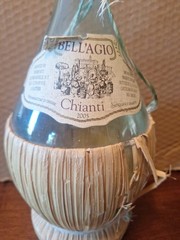 Bell&rsquo;agio Chianti 2005 Empty Glass Wine Bottle 1.5 L Rattan Wrapped Wick Italy