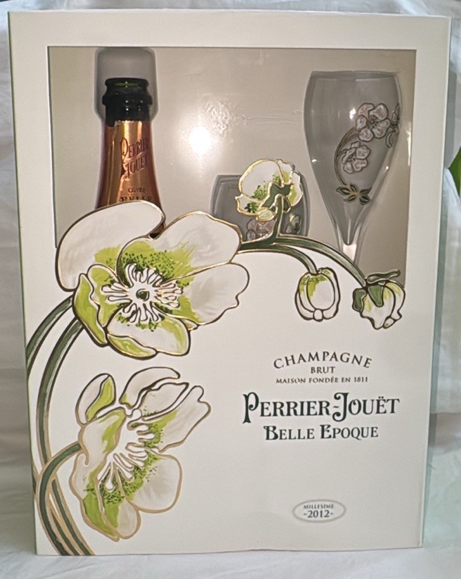 PERRIER-JOUET BELLE EPOQUE CHAMPAGNE GIFT BOX Empty Bottle 2 Flutes 2004