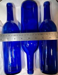 Set/3 Cobalt Blue Glass Wine/water Bottles 11 1/2&Prime; x 3&Prime; dia. 750ml. Decorative