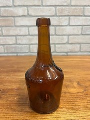 Antique Benedictine Wine Bottle Amber Brown Embossed Glass Bottle