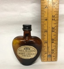 Vintage PAUL MASSON Rare Cream Sherry Liquor Bottle EMPTY MINI 2 oz HEART SHAPE