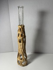 Vintage Wicker Ratan Unbranded Clear Bottle – Vase, Decor
