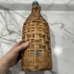 Vintage 1959 BOLLA Wine Wicker Wrapped Green Glass Bottle 16 1/2 Inches Tall