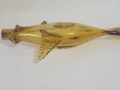 Vintage Italian Handblown Amber Crackle Glass Orvieto Wine Fish Decanter – EMPTY