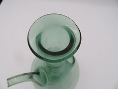 Vintage Hand-blown Green Wine Chiller Bottle Decanter with Ice Chamber