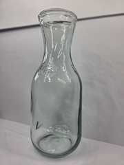 Vintage Paul Masson 9 3/4 Clear Glass Carafe Since 1852 Decanter Pitcher