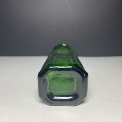 Vintage Emerald Green Glass Long Neck Bottle Square Base 6”