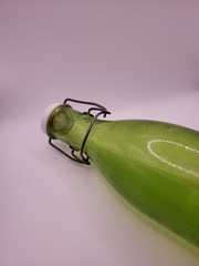 Vintage Antique Green Wine Bottle with White Ceramic Stopper Wire Bail 11&Prime; Tall