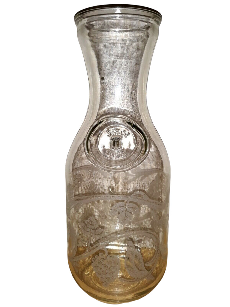 Vintage Wine Carafe Decanter Norman Kosarin 1988 Paul Masson Etched Birds Grapes