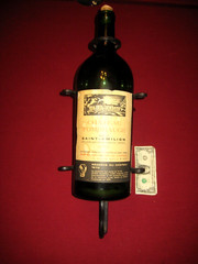 CHATEAU FOMBRAUGE SAINT EMILION 1970 EMPTY BOTTLE CAST IRON STAND GALLON? 24&Prime; L