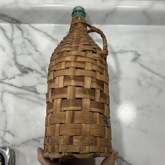 Vintage 1959 BOLLA Wine Wicker Wrapped Green Glass Bottle 16 1/2 Inches Tall