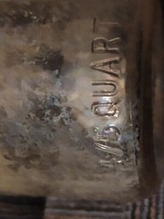 Vintage Clear Glass Empty F.G. Wine Bottle 4/5 Quart Used
