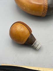 Vintage Italian Leather Wrapped Wine Bottle w/ Wood Stopper