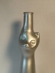 Happy Cat Vase Silver 2015 Mosel Riesling Germany Empty Wine Bottle