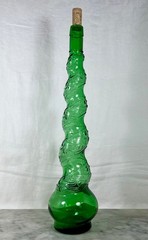 Vtg Emerald Green Empoli style Swirl Chiant Bottle 17” Tall Italy