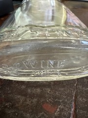 Vintage Clear Glass Wine Bottle Embossed Grape & Wine Motif 4/5 Pint