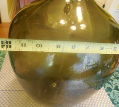 Vintage 21&Prime; Hand Blown Wine Bottle DemiJohn Antique Green Glass Rare