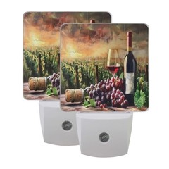 Grapes Wine Glass Bottle Night Lights 2 Pack Plug-in Wall Led 3×4.5×1.4 in A068