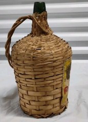 Rare RODEIO Wine Jug Demijohn Green Glass Wicker Wrapped Brazil VTG 1960s Empty