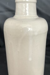 Vintage 10 3/4” Tall Off White Crock Bottle Unmarked