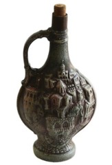 Georgia Ceramic Clay Red Wine Bottle Grid Design Brown Keg Vessel Decanter