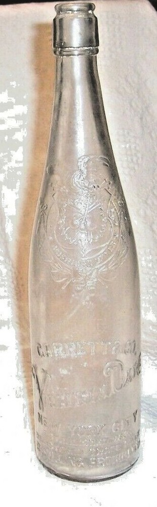 (A15) Vintage – Embossed Virginia Dare Clear Glass Wine Bottle – Size 1 5/8 pt