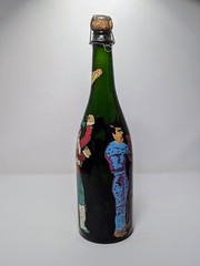 Vintage Hand Painted Paul Masson Vineyards Emerald Green Wine Bottle (Empty)