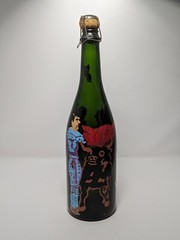 Vintage Hand Painted Paul Masson Vineyards Emerald Green Wine Bottle (Empty)
