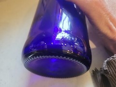 Cobalt Blue 11.5&Prime;×3.25&Prime; Long Neck Hand Blown Glass Decorative Wine Bottle NEW