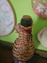 Vintage Donaldo Lisboa Tinto Portuguese Wine Bottle Wicker Wrapped Bar Decor