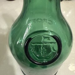 Antq CROFT Port Wine Bottle Embossed Nautical Ship Emerald Green Glass c.1900