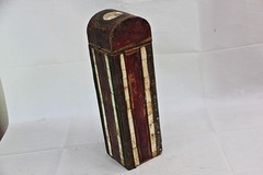 Bone Inlay Wine Bottle Box: Handcrafted Brass & Wood Vintage Decor