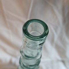 Vintage Long Neck Twisted Spiral Bottaro W/ Raffia Base Empty Wine Bottle 15&Prime;