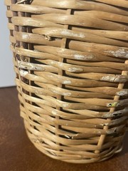 Vintage V. Levante Spanish wicker covered green glass demijohn bottle See Pics