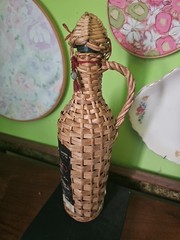 Vintage Donaldo Lisboa Tinto Portuguese Wine Bottle Wicker Wrapped Bar Decor
