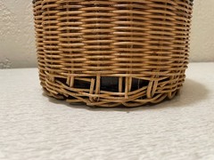 Wicker Wrapped Amber Glass Whiskey Wine Bottle Jug Half Gal Screw Cap 1940s