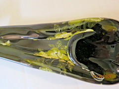 Melted Slumped Wine Bottle – Floral with Bee Spoon Rest Cracker Tray