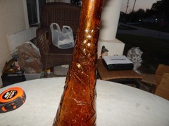 Vintage Brown? Glass Flower Genie Bottle Wine Bottle Decanter Italy Estate Find