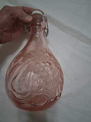 CASADIS MILANO VINTAGE 10&Prime;×7&Prime; JUS DE FRUIT PINK GLASS WINE DECANTER JUG 2 Liters