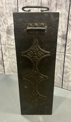 Old Vintage Wine Bottle Box Dark Brass and Wood Elegant Collectible Piece India