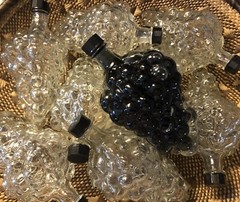 9 Vintage Clear Glass Grape Bunch Bottle W/Lid Made Turkey Holds one cup liquid
