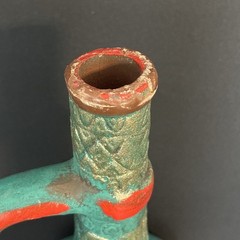Vintage Medea Ceramic Turquoise Wine Bottle Decanter Jug Boho MCM Table Decor