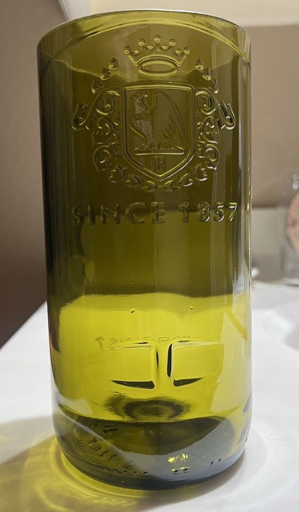 Upcycled Drinking Glass made from Cut Wine Bottle – Home Bar/Man Cave