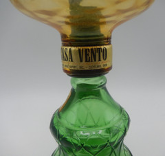 Vintage Rare Chianti Wine Bottle Decanter Lantern Oil Lamp Green Amber Glass 15&Prime;