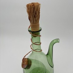 Vintage Wine Decanter Italian Demijohn Green Glass w/ Plugs and Ice Chamber